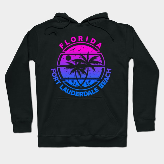 Fort Lauderdale Florida, Tropical Palm Trees, Ship Anchor - Summer Hoodie by Jahmar Anderson